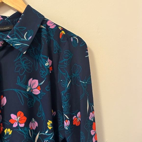 Halogen Floral Button Down Flowy Blouse | Size Medium - Picture 3 of 9